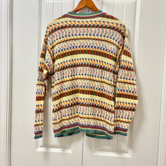 Vintage Missoni-Style Rainbow Knit Button-Up Cardigan - M - Picture 5 of 11